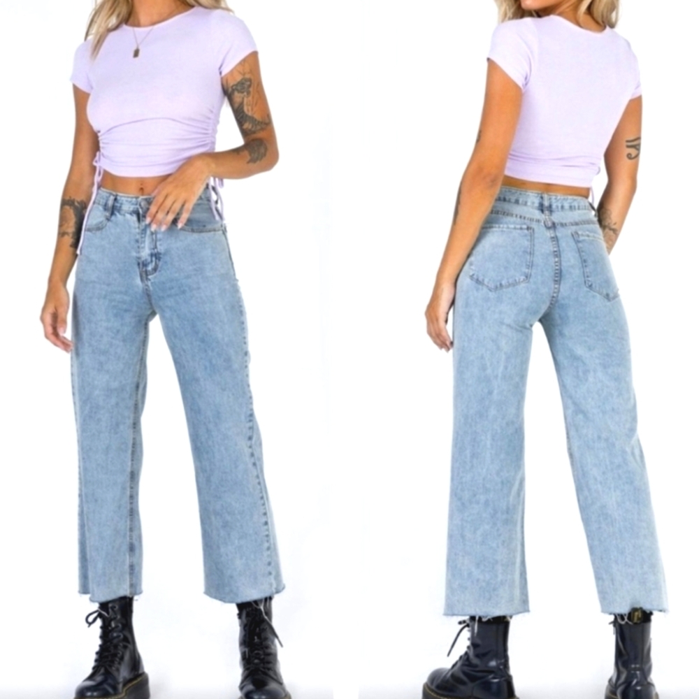 PRINCESS POLLY High-rise Wide Leg Cropped  Jeans ~ NWOT